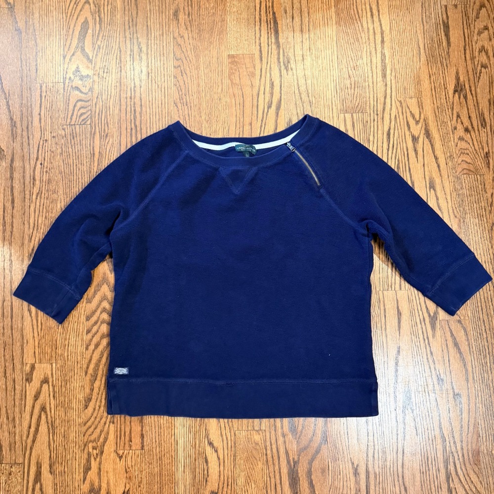 Lauren Jeans Co Ralph Lauren Shoulder Zip Sweatshirt L Navy Blue
